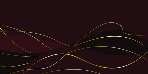 Burgundy red dunes with golden lines. Golden threads on a brown background. Background for business cards, open, booklets, announcements, invitations