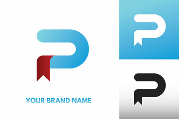 Logo Letter P Initial monogram in Simple book shape  Design Vector in Gradient and monochrome color. perfect for brand company identity 
