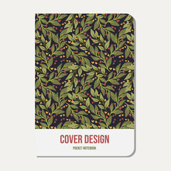notebook cover template for planner, journal, booklet, paperback, stationery. Flower garden seamless pattern. Applicable pattern 
