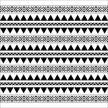 Polynesian Maori Tribal Seamless Pattern. Background For Fabric, Wallpaper, Card Template, Wrapping Paper, Carpet, Textile, Cover. Ethnic Tattoo Style Pattern