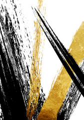 Abstract brush stroke, black and golden