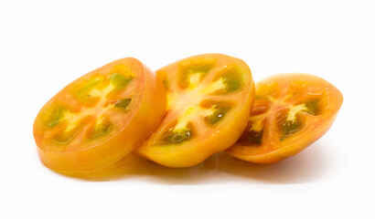 Fototapeta na wymiar Tomatoes slices isolated on white background