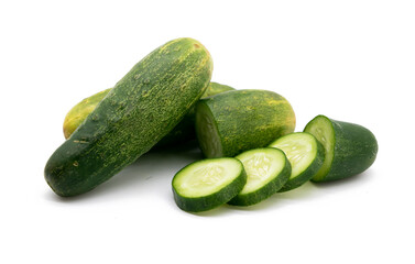 cucumber slices over on background
