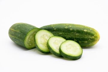 Fresh cucumber over on white background