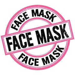 FACE MASK text on pink-black round stamp sign
