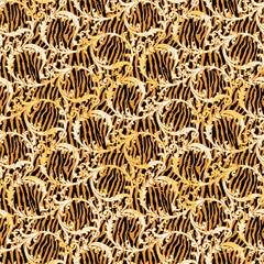 baroque arabesque with zebra skin background abstract vector seamless pattern grunge effect in separate layer