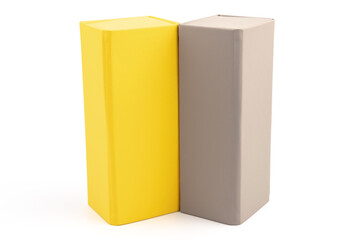 Yellow and grey box for decorate or keep something on white background.