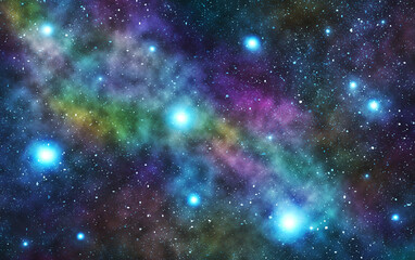 Fototapeta na wymiar Space. Night sky with stars and nebula. Background, wallpaper