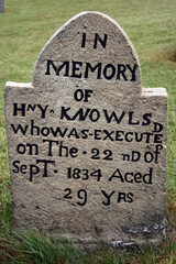 Historic gravestone of Henry Knowls executed in 1834, Norfolk Island, Australia
 - obrazy, fototapety, plakaty