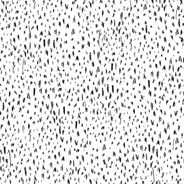 VECTOR SEAMLESS REPEAT random simple line scribble dots dashes in black and white.  basic textural animal print faux fur background. modern surface design stipple fill