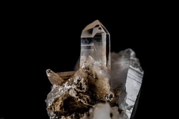 clear quartz crystals with growth traces