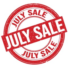 JULY SALE text written on red round stamp sign
