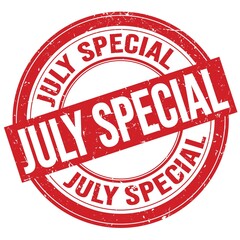 JULY SPECIAL text written on red round stamp sign