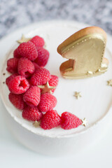 First birthday cake with raspberry