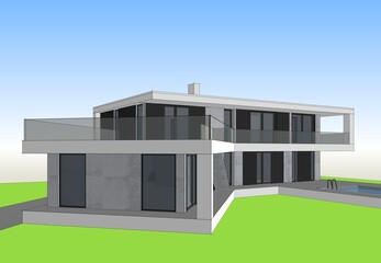 Modern house architectural drawing