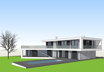 Modern house architectural drawing