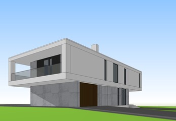 Modern house architectural drawing