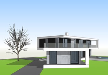 Modern house architectural drawing