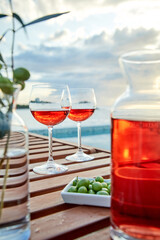red wine on the summer terrace