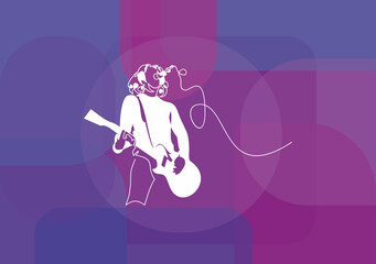 man playing guitar musician vector illustration.