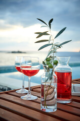 red wine on the terrace