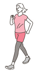 Full body vector illustration of a woman walking with a smile.
