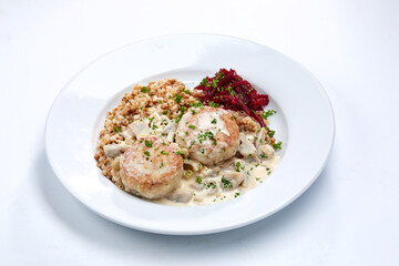 meatballs with buckwheat and cream