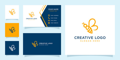 Vector graphic of abstract bee logo design template - obrazy, fototapety, plakaty
