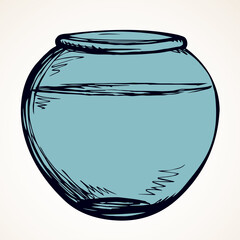 Aquarium with water for fish. Vector drawing