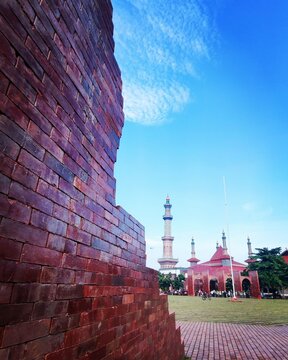 Cirebon City Park With Mosque's Tower