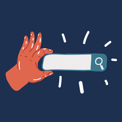 Vector illustration of Hands hold searching bar