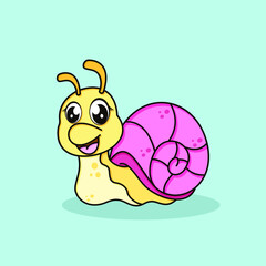 Cute snail cartoon vector icon illustration. flat cartoon style