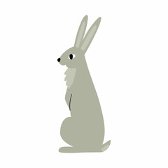 forest hare. flat style hand drawn child illustration