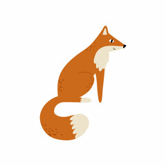 Obraz premium forest fox. flat style hand drawn child illustration