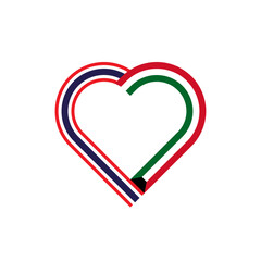unity concept. heart ribbon icon of thailand and kuwait flags. vector illustration isolated on white background