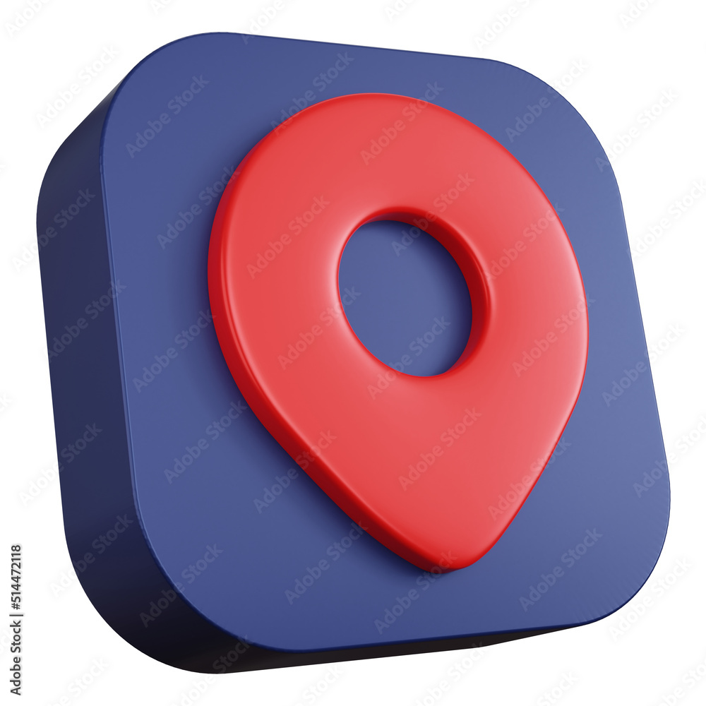 Fototapete 3d rendering icon pointer pin location navigation isolated