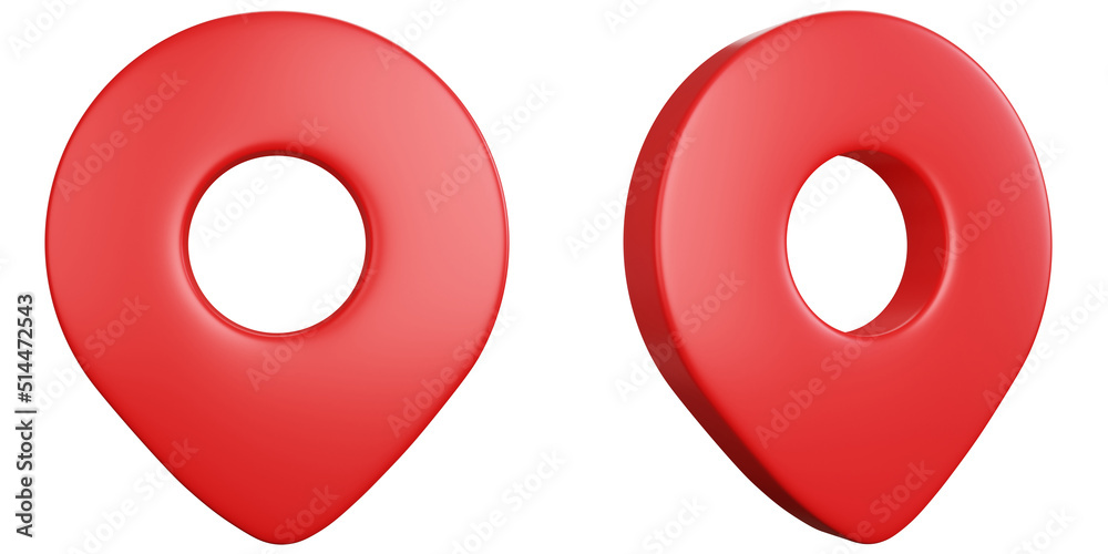 Fototapete 3d rendering two pointer pin location navigation red isolated