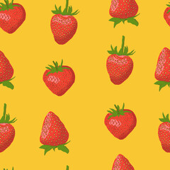 Strawberry seamless pattern. Berry vector print for wrapping paper, textile, fabric, material, wallpaper