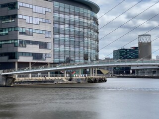 Modern buildings on the waterfront. Taken in Salford Quays England. 