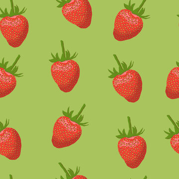 Strawberry seamless pattern. Berry vector print for wrapping paper, textile, fabric, material, wallpaper