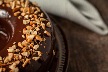 Chocolate cake with ganache and chestnuts