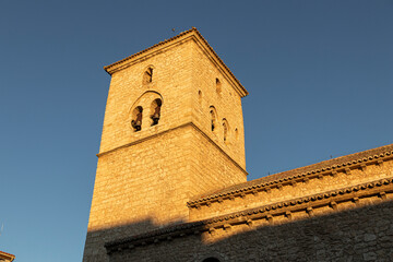Fototapeta na wymiar Ciudad Real, Spain. Tower of the Iglesia de Santiago (St James Church), a Romanesque Gothic church built in the 13th Century