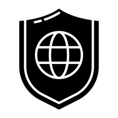 shield and globe icon on transparent background