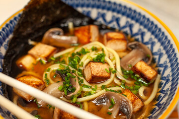 Miso Soba Noodle Soup with Crispy Tofu