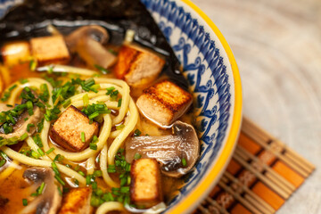 Miso Soba Noodle Soup with Crispy Tofu