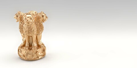 Ashoka Pillar,The Lion Capital of Ashoka is a sculpture in 3d render with white background