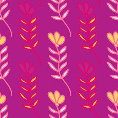Fototapeta na wymiar Abstract simple flower seamless pattern. Children's floral wallpaper. Cute plants endless backdrop.