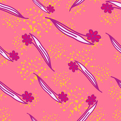 Hand drawn flower seamless pattern. Simple floral wallpaper.