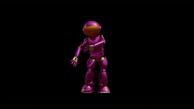 Robot Dancer 2, Animation.Full HD 1920&times;1080. 09 Second Long.Transparent Alpha Video.
