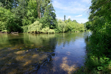 Loing river in the plain of Sorques. Ile-de-France region